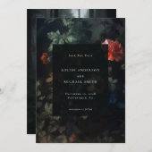 Dark Romantic Moody Floral Wedding Foto Save The Date (Vorne/Hinten)