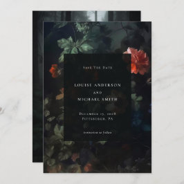 Dark Romantic Moody Floral Wedding Foto Save The Date