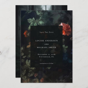 Dark Romantic Moody Floral Wedding Foto Save The Date