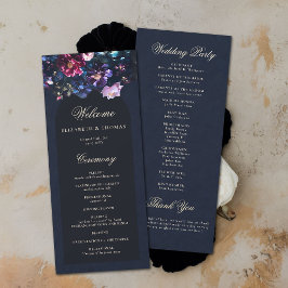 Dark Romantic Moody Florals Black Wedding Programm