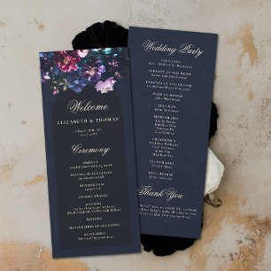 Dark Romantic Moody Florals Black Wedding Programm