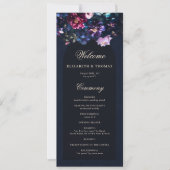 Dark Romantic Moody Florals Black Wedding Programm (Vorderseite)