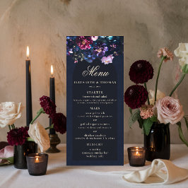 Dark Romantic Moody Florals Gothic Black Wedding Menükarte