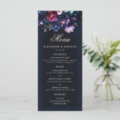 Dark Romantic Moody Florals Gothic Black Wedding Menükarte (Stehend Vorderseite)