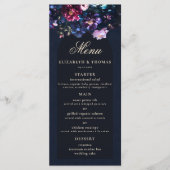 Dark Romantic Moody Florals Gothic Black Wedding Menükarte (Vorderseite)