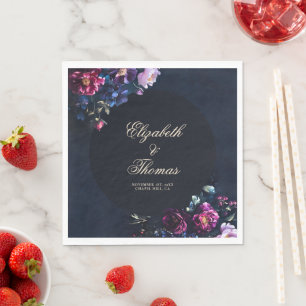 Dark Romantic Moody Florals Gothic Black Wedding Serviette
