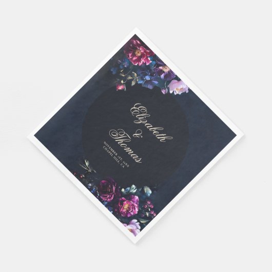 Dark Romantic Moody Florals Gothic Black Wedding Serviette (Ecke)