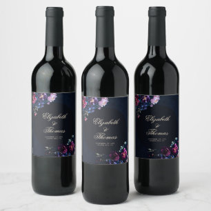 Dark Romantic Moody Florals Gothic Black Wedding Weinetikett