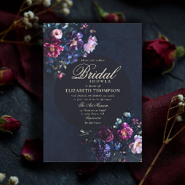 Dark Romantic Moody Florals Jewel Bridal Shower Einladung