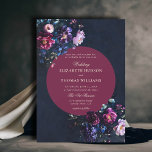 Dark Romantic Moody Florals Jewel Burgundy Wedding Einladung<br><div class="desc">Eine wunderschöne blumengeschmückte Anordnung dunkler Moody-Blumen in Schmucktönen umrahmt diese atemberaubende Hochzeitseinladung mit einem düsteren romantischen Thema. Ein dunkler marinierter Hintergrund und ein bordeauxroter Rahmen bilden den Hintergrund für klassische Typografie und Touchs eleganter Kalligraphie in einer goldenen Farbe (digitaler Effekt, nicht echtes Gold). Eine perfekte Wahl für Paare, die die...</div>