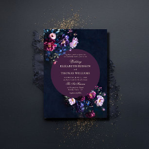Dark Romantic Moody Florals Jewel Mauve Wedding Einladung