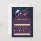 Dark Romantic Moody Florals Jewel Mauve Wedding RSVP Karte (Vorderseite)