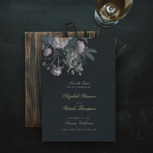 Dark Romantic Moody Florals Vintag Peony Wedding Save The Date