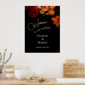 Dark Romantic Painted Flowers Wedding Welcome Poster (Küche)