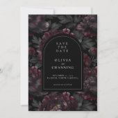 Dark Romantic Peonies Moody Save the Date Einladung (Vorderseite)