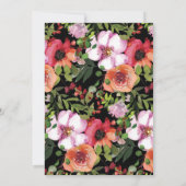 Dark Romantic Pink Floral Greenery Brautparty Einladung (Rückseite)