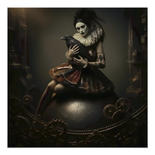 Dark Romantic Raven Motif Poster (Vorderseite)