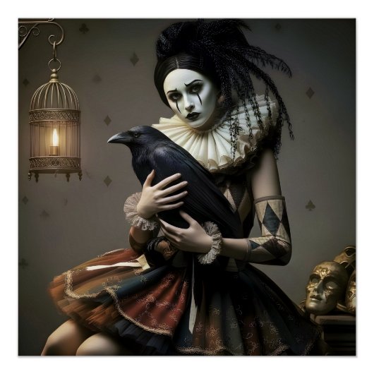 Dark Romantic Raven Motif Poster (Vorderseite)