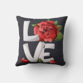Dark Romantic Red Rose Love Typography Botanical Kissen (Rückseite)