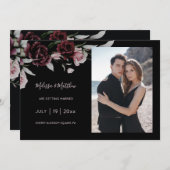 Dark Romantic Roses Black Wedding Save The Date (Vorne/Hinten)