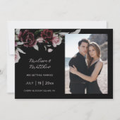 Dark Romantic Roses Black Wedding Save The Date (Vorderseite)