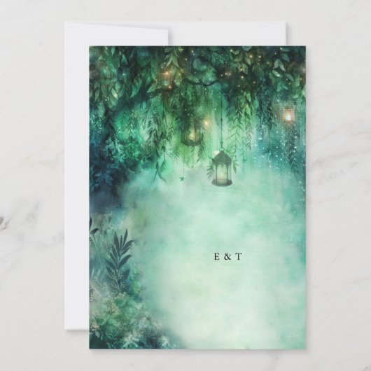 Dark Romantic Wedding verzauberten Wald Thema Fair Einladung (Rückseite)