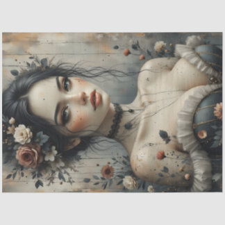 Dark Romantic Woman Portrait Decoupage Seidenpapier