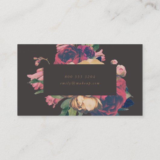 Dark Rose Botanical Fete Business Card Visitenkarte (Rückseite)
