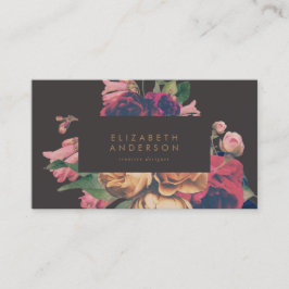 Dark Rose Botanical Fete Business Card Visitenkarte