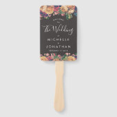 Dark Rose Botanical Fete Wedding Fächer (Vorderseite)