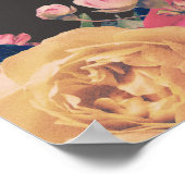 Dark Rose Botanical Fete Wedding Poster (Ecke)