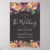 Dark Rose Botanical Fete Wedding Poster (Vorne)