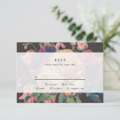 Dark Rose Botanical Fete Wedding RSVP Card (Stehend Vorderseite)