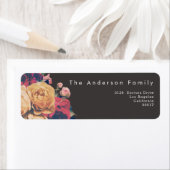 Dark Rose Botanical Fete Wedding Rücksendeadresse (Insitu)