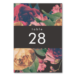 Dark Rose Botanical Fete Wedding Tischnummern