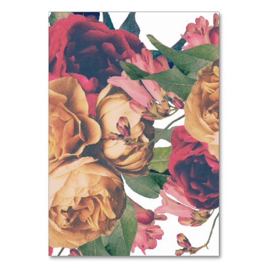 Dark Rose Botanical Fete Wedding Tischnummern (Rückseite)