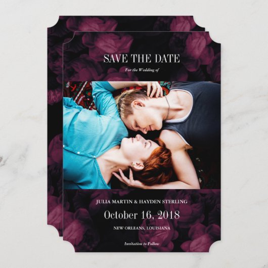Dark Rose Garden Foto Speichern Sie die Datumskart Save The Date (Vorne/Hinten)