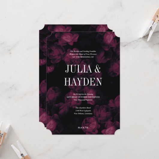 Dark Rose Garden Hochzeitseinladungen Einladung (Vorderseite/Rückseite Beispiel)