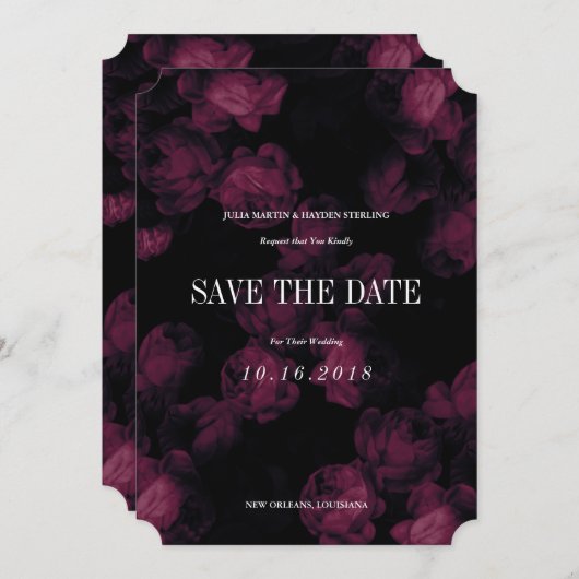 Dark Rose Garden Speichern Sie die Datumskarten Save The Date (Vorne/Hinten)