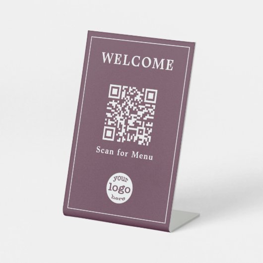 Dark Rose Pink Restaurant Café Menü QR-Logo Sockelschild (Vorderseite)