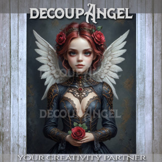 Dark Rose Seraphim Decoupage Seidenpapier
