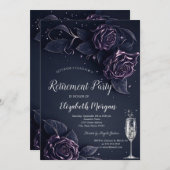 Dark Roses Gothic Retirement Einladung (Vorne/Hinten)