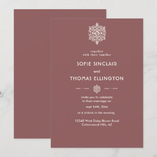 Dark Rosewood Ornament Hochzeit Einladung