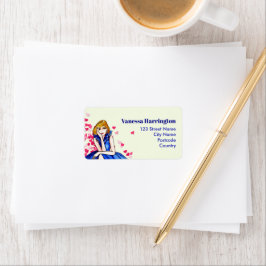 Dark Royal Blue Cocktail Gown Fashion Illustration Adressaufkleber