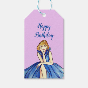 Dark Royal Blue Cocktail Gown Fashion Illustration Geschenkanhänger