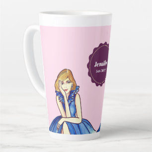 Dark Royal Blue Cocktail Gown Fashion Illustration Milchtasse