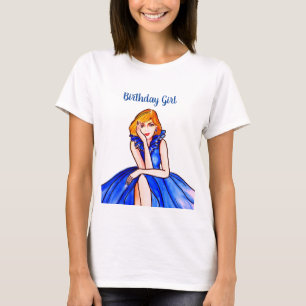 Dark Royal Blue Cocktail Gown Fashion Illustration T-Shirt