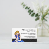 Dark Royal Blue Cocktail Gown Fashion Illustration Visitenkarte (Stehend Vorderseite)