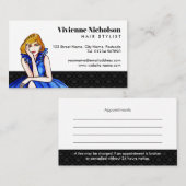 Dark Royal Blue Cocktail Gown Fashion Illustration Visitenkarte (Vorne/Hinten)