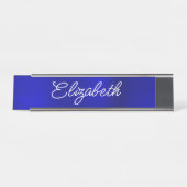 Dark Royal Blue Foil Stilvolle Monoline Script Schreibtischnamensplakette (Vorderseite )